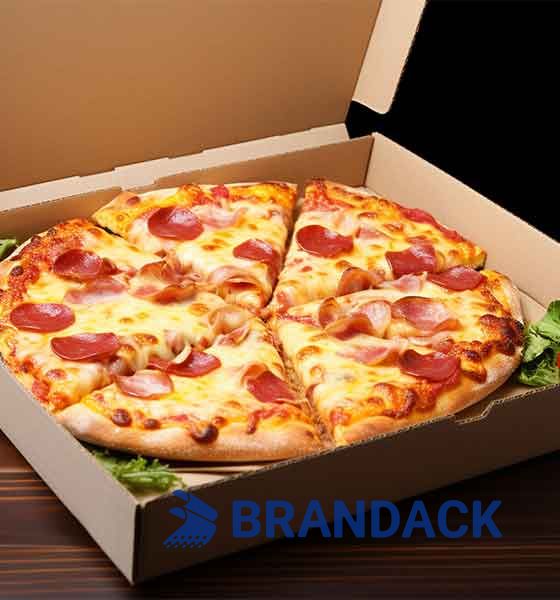 Cajas de pizza impresas personalizadas con logotipo para embalaje de comida para llevar
